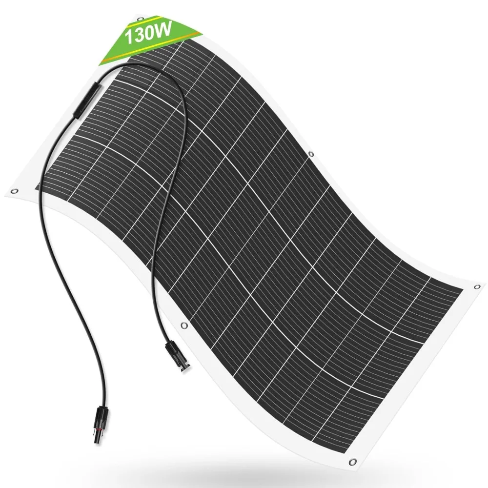 

130 Watt 12 Volt Monocrystalline Flexible Solar Panel Semi-Flexible Bendable for Off- Grid System, RV, Caravan, Camper, Boats