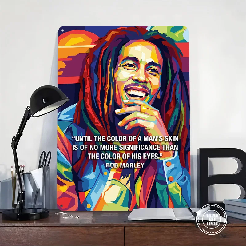 Bob Marley Pop Art Portrait Personalized 3D Textured Metal Poster Wall Art Tinplate Sign for Wand Deko Home Decoration Luxury