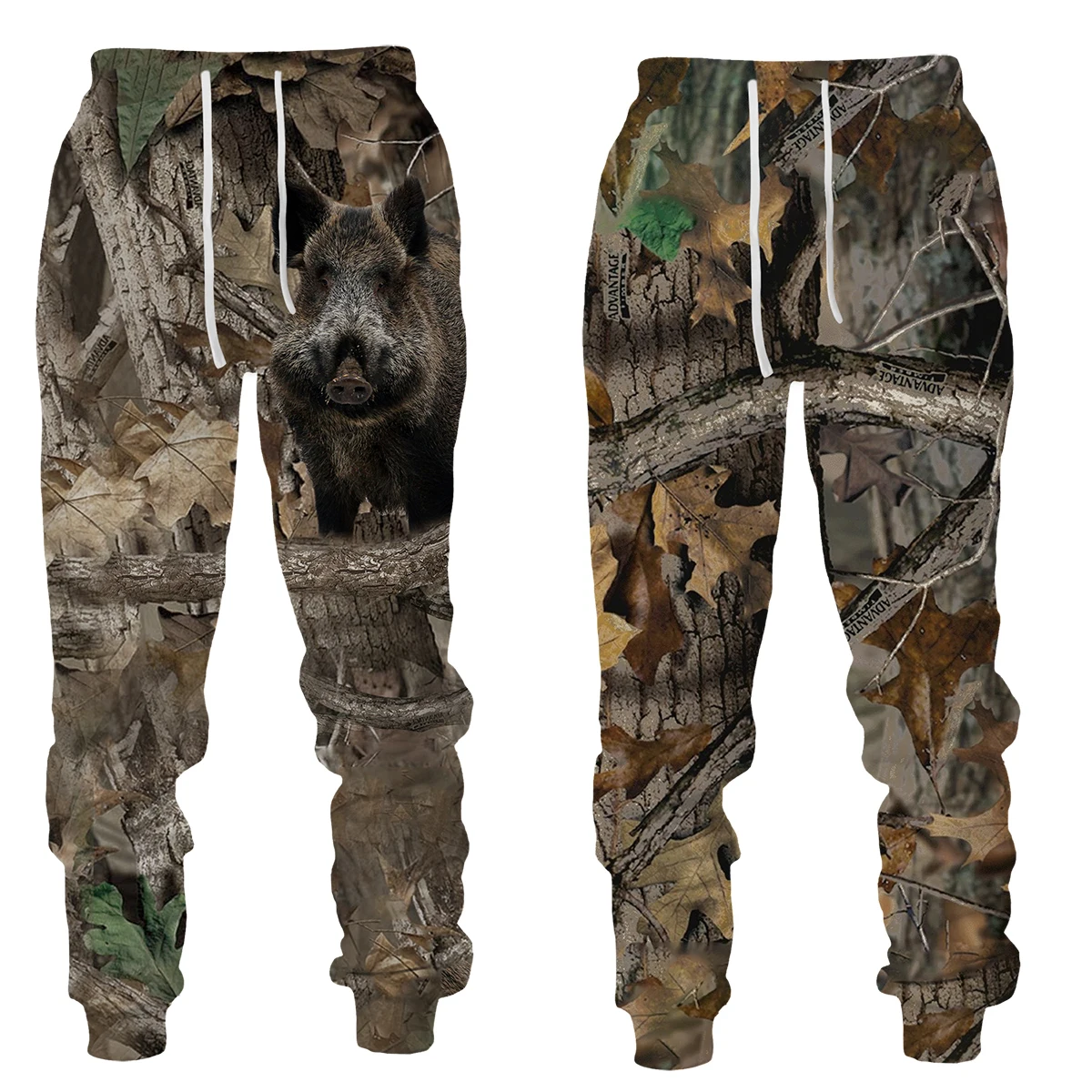 Pantalones largos con estampado 3D para hombre, ropa deportiva informal de camuflaje para acampar al aire libre, caza de animales salvajes, ciervo,