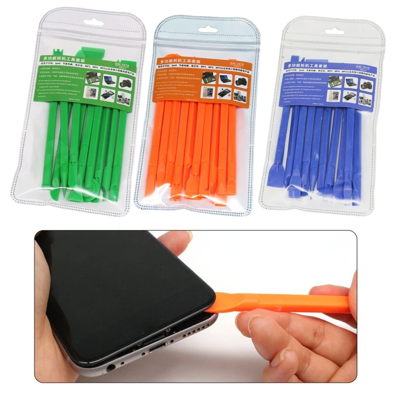 K1KA 10 Pcs Multifunction Prying Opening Repair Tool Plastic Crowbar Dual Head Spudger Disassemble Pry Bar for Computer Phone
