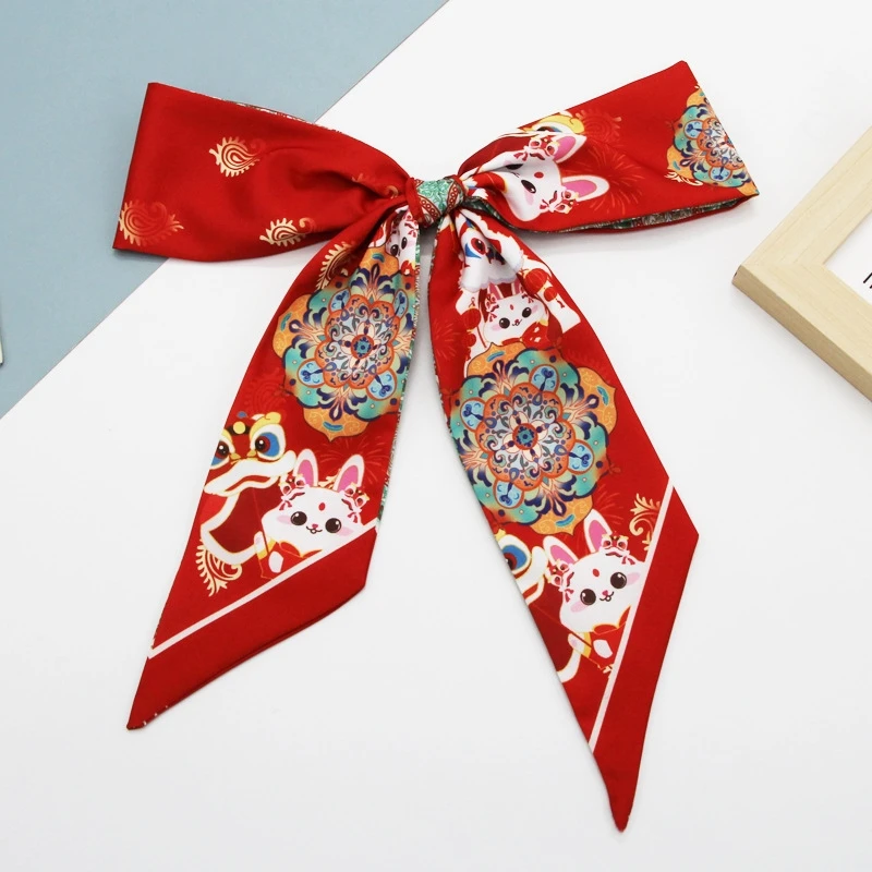 Skinny Scarf For Women Christmas New Year\'s Red Series 2023 Fashion Women\'s Bag Ribbon Hairband Festive Wedding Decoration Scarf