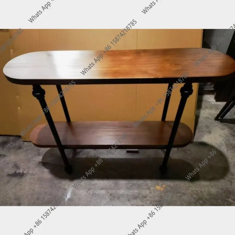 

V Double-layer wooden end view table, bookshelf American solid wood home stay homestay foyer, porch cabinet