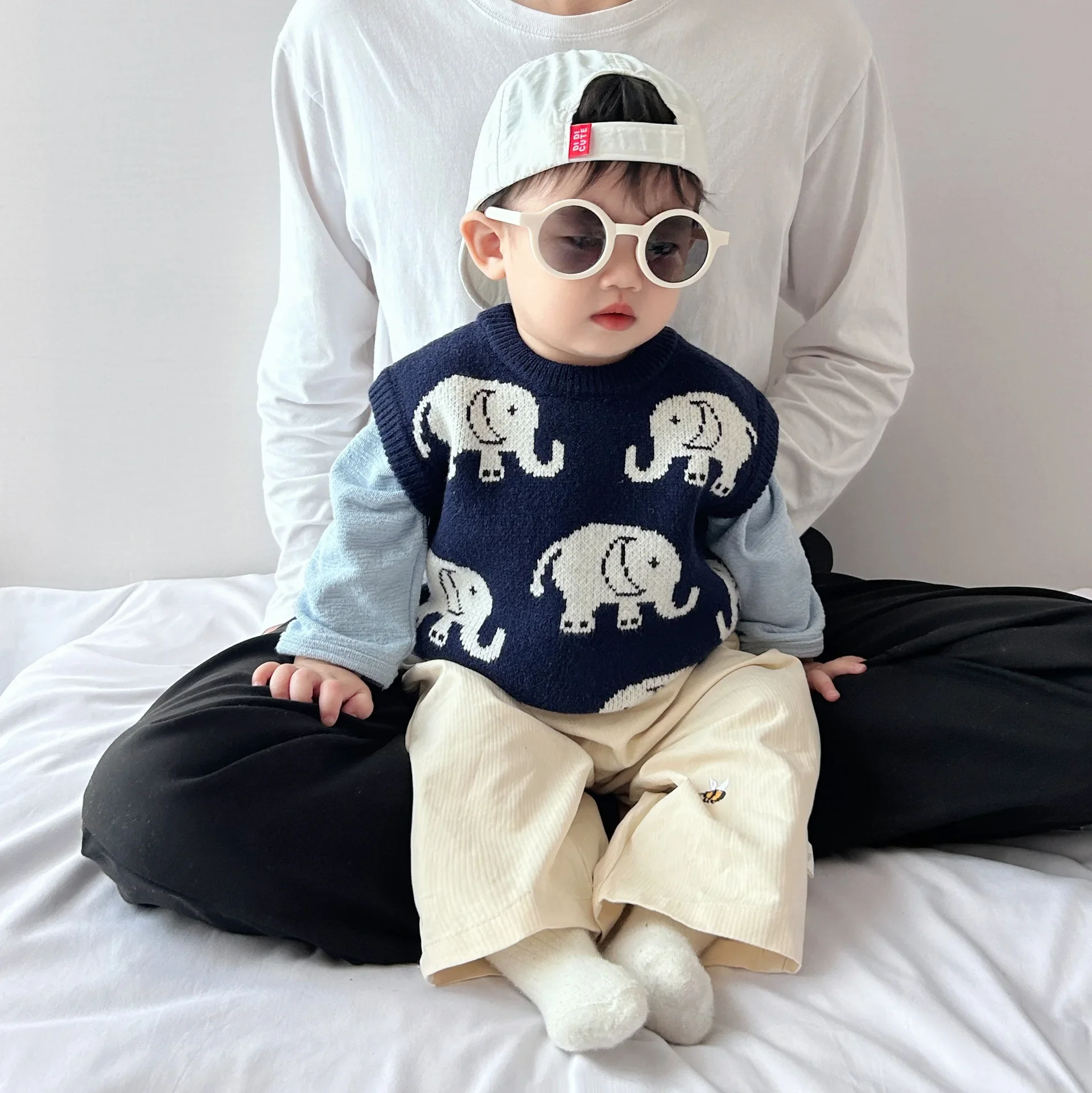 Children Clothing Fashion Casual Korean Style Boys Vest 2024 Autumn and Winter New Boy Baby Cartoon Cute All Match Knitted Vest