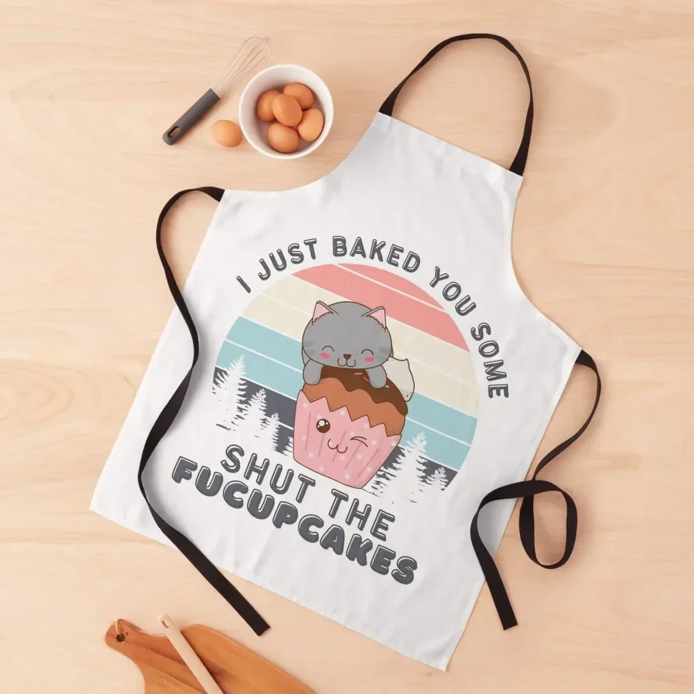 

Shut The Fucupcake, Funny STFU Kawaii Baking Cat Cupcake Apron Cooking Clothes kitchen and home Apron