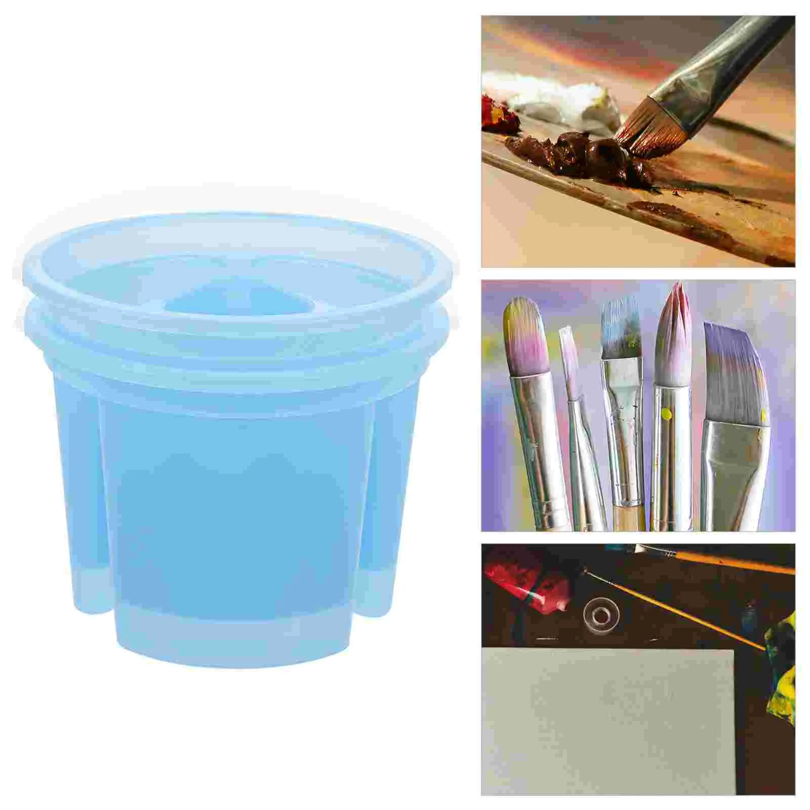 

2 Pcs Pencil Bucket Paint Brush Tub Washing Buckets Portable Supplies Washer Student Stationery Plastic Cleaner