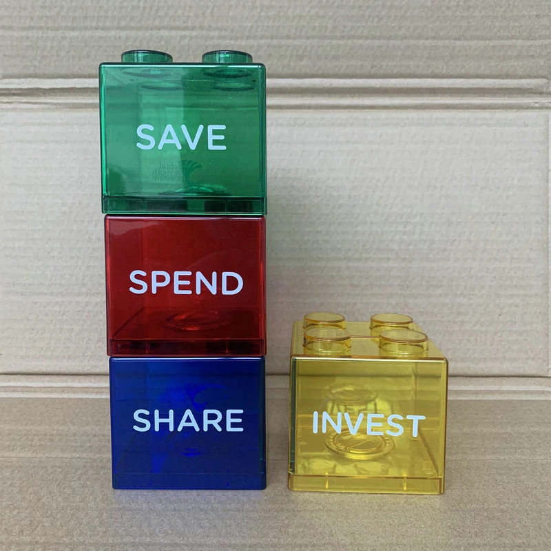 Building Block Money Box Saving Box Transparent Plastic Block Piggy Bank Coin Storage Case Kid Toy Gift Change Boxes Home Decor