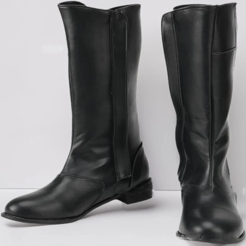 

Men's Leather Knee-High Riding Boots Low Heel with Side Zipper for Equestrian Style Casual Outings Timeless Classic Fashion