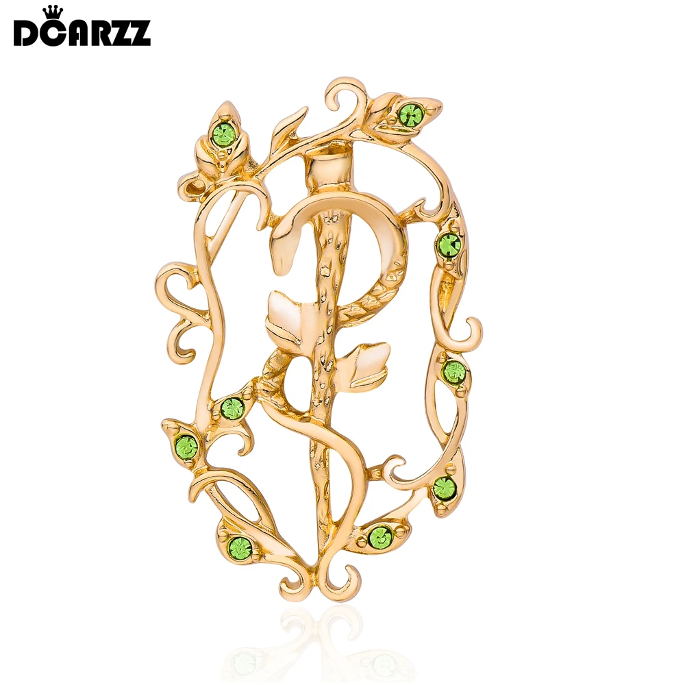 DCARZZ Medical Snake Caduceus Brooch Pin with Crystal Medicine Badge Jewelry for Doctor Nurse Gifts