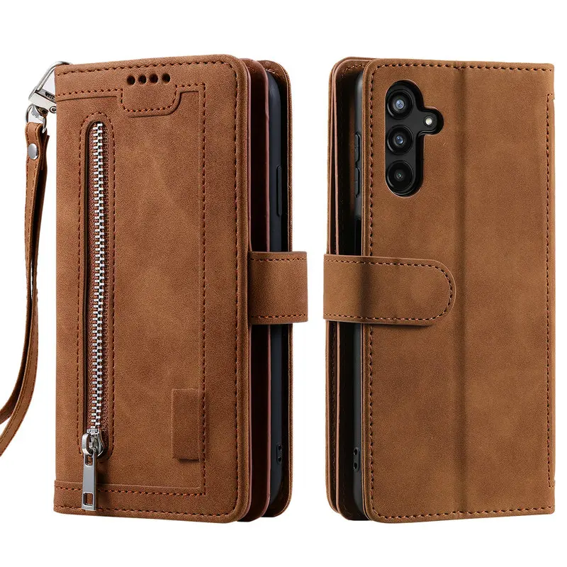 Zipper Wallet Leather Case For Samsung Galaxy A07 A56 A36 A16 A06 A55 A35 A15 A05S A54 A34 A24 A14 A73 A53 A23 A33 4G 5G Cover