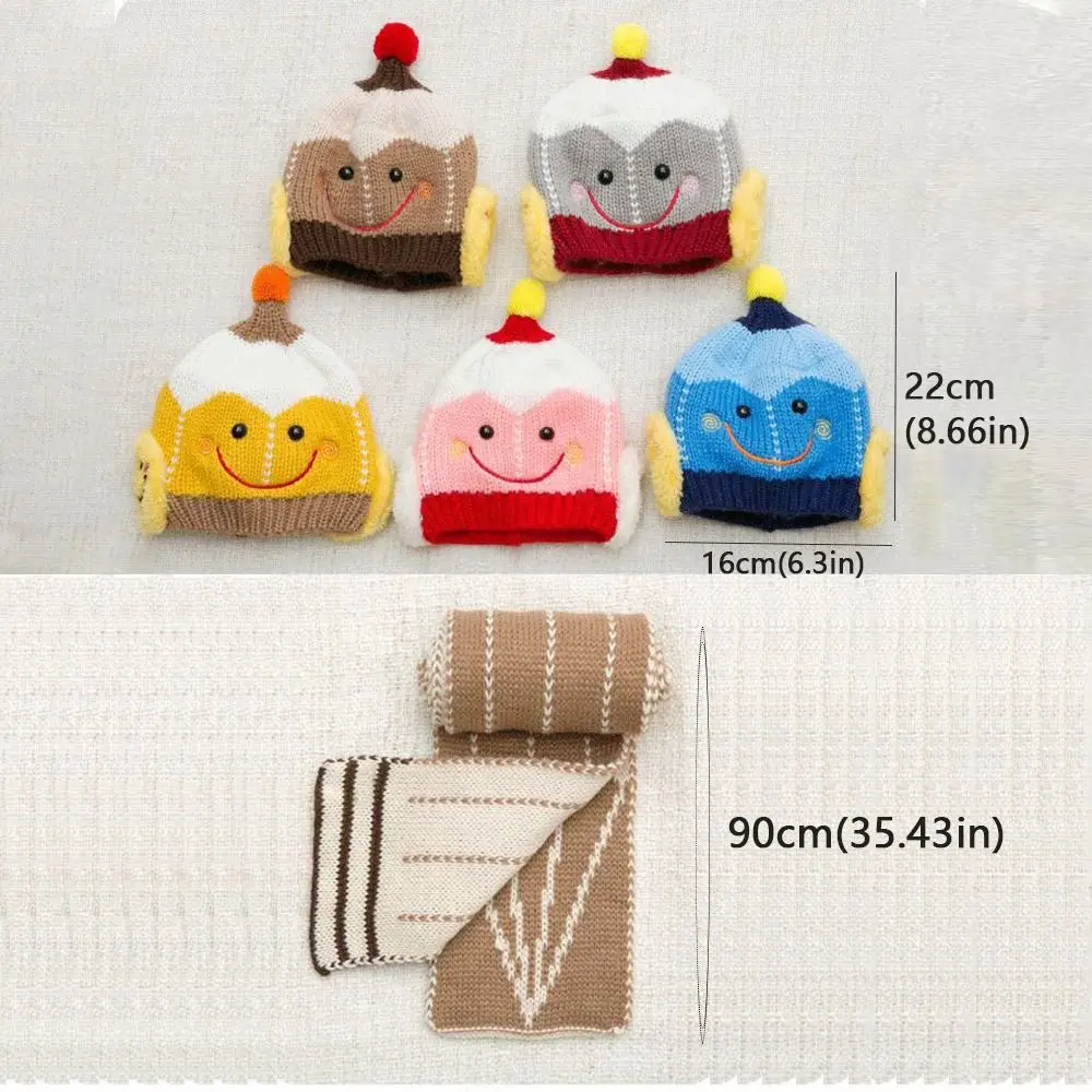 الكرتون ثلج الأطفال قبعة وشاح مجموعة 2PCS مجموعة سدادات حماية الأذن قبعة دافئة قبعات الرقبة أدفأ قبعة صغيرة وشاح