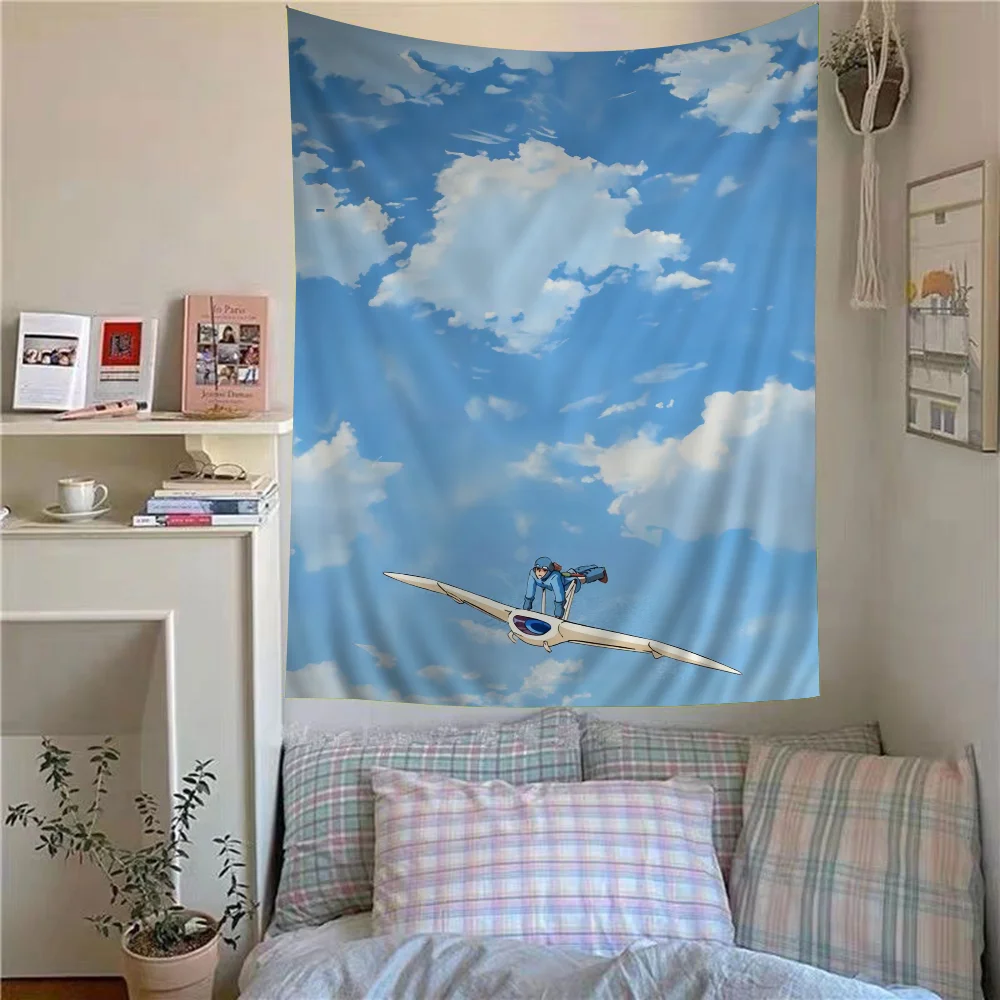 Nausicaa Tal Wind Anime Tapisserie hängen Tarot Hippie Wandteppiche Wohnheim Blätter gedruckt Kunst Science Fiction Raum Dekor Decke