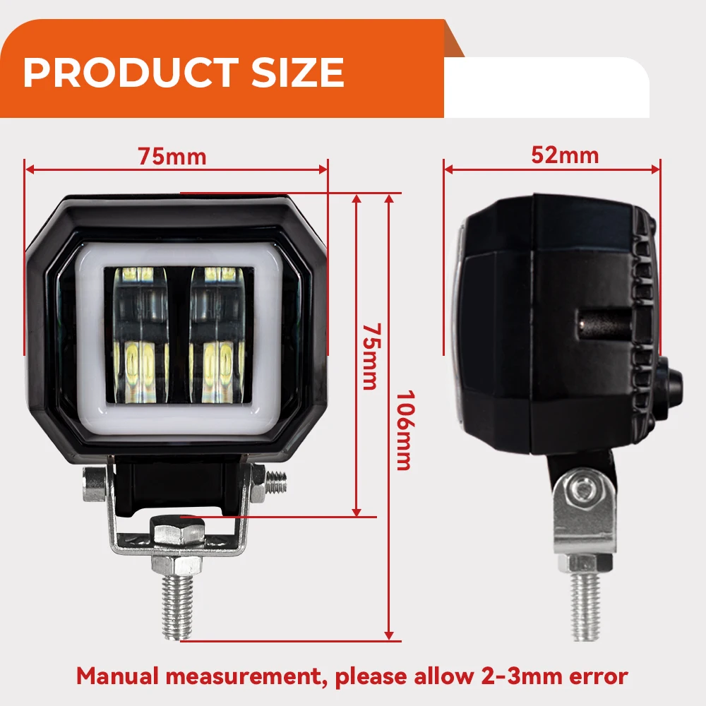 Lampa przeciwmgielna kwadratowa lub reflektor okrągły do pojazdów silnik samochodowy i skuterów elektrycznych Arctic 12-24V LED Square Angel Eyes