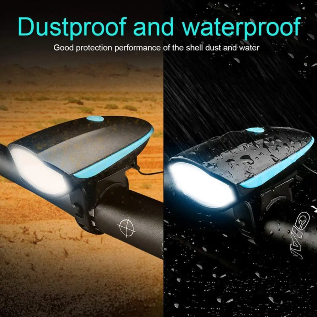 New 3Modes Bicycle Front Light With Electric Bell Horn USB Rechargeable Headlight Cycling Flashlight Waterproof Bike Accessories