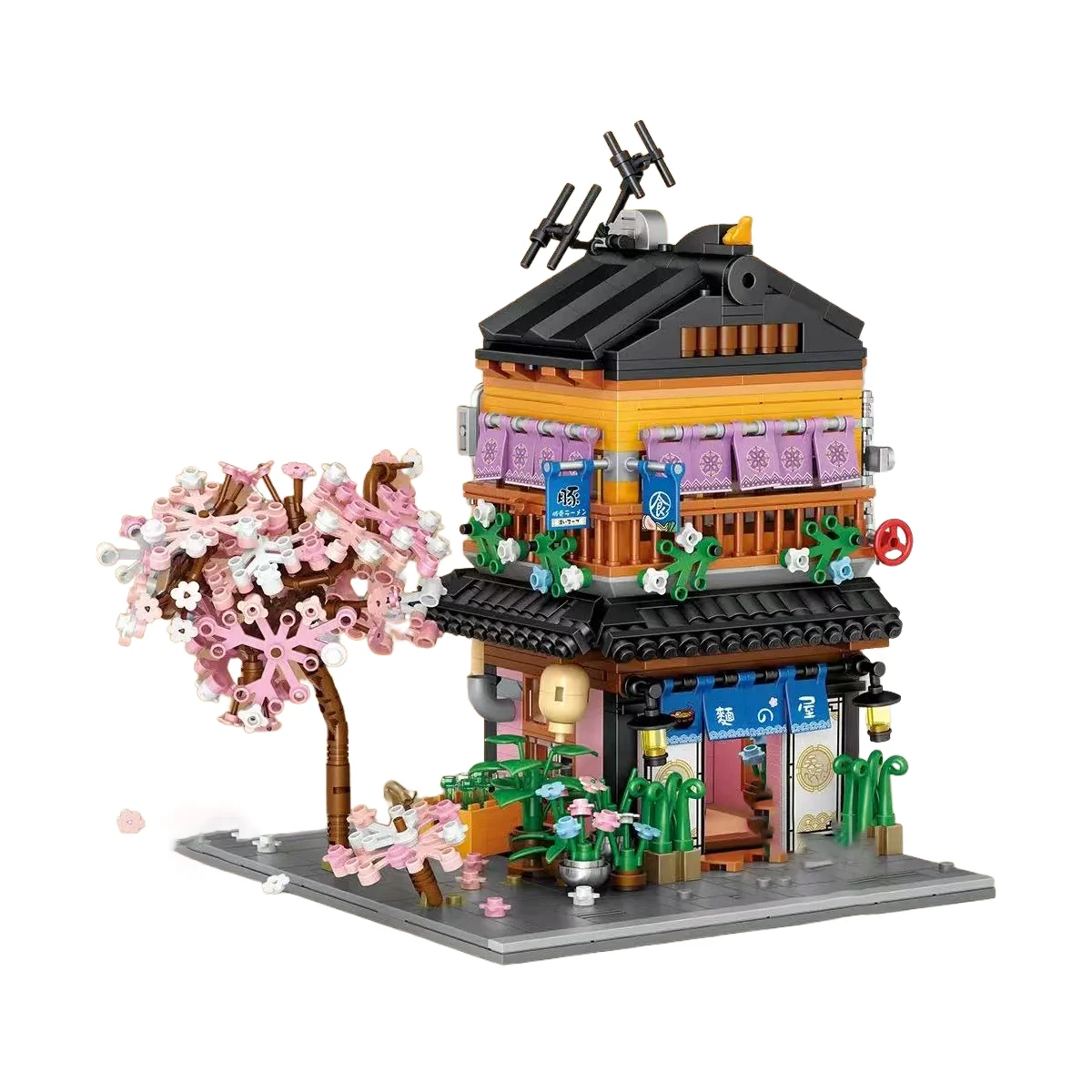 LOZ Japanese Street Scene Cherry Blossom House MOC Building Blocks DIY Dollhouse Model STEM Toy Kids Birthday Christmas Gift