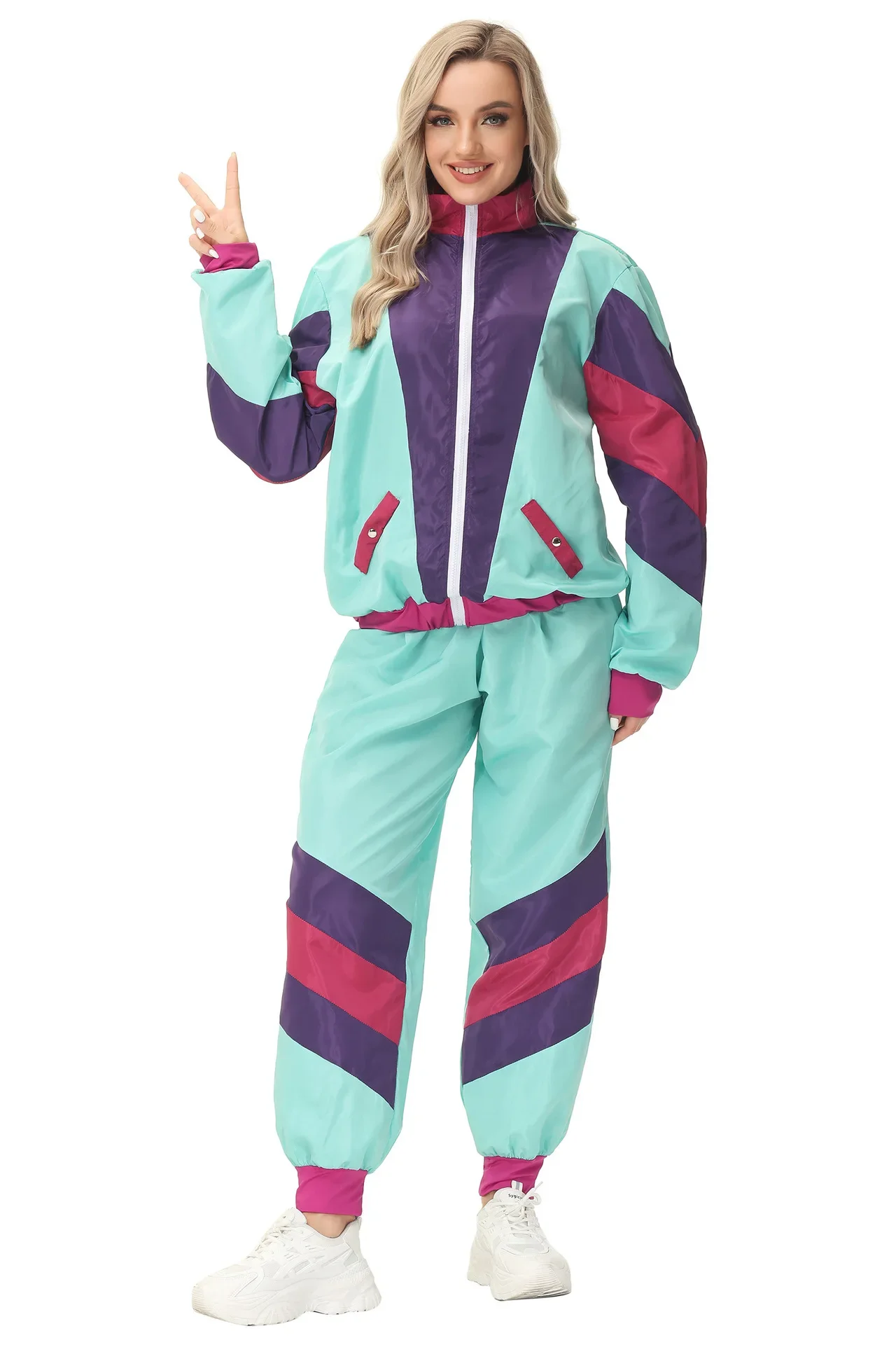 Music Festival Disco Retro Trend Party Stage Clothes 80s Clothing Tracksuit Jacket And Pants