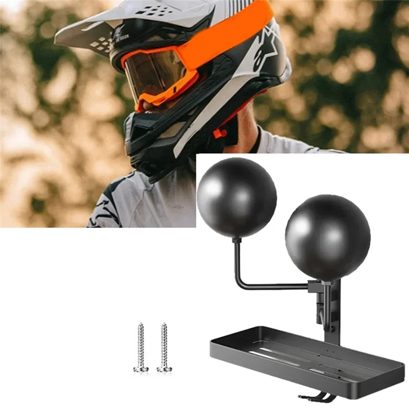 Motorcycle Helmet Display Stand Wall Mounted Adjustable Hook Universal Fit For Organizing Caps Jackets Accessories