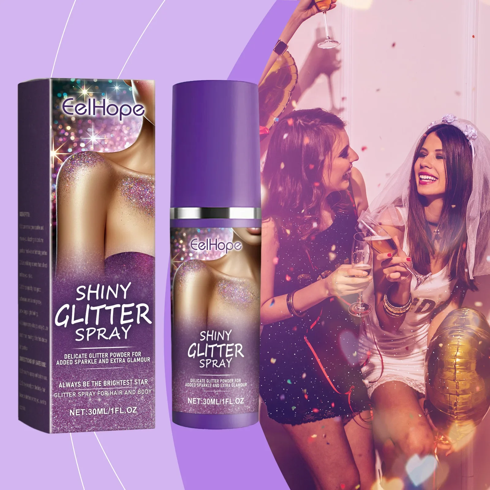 Dazzling Star Glitter Spray Nightclub Party Body Collarbone Arm Skin Starry Sky Glitter Spray Natural Lasting Festival Makeup