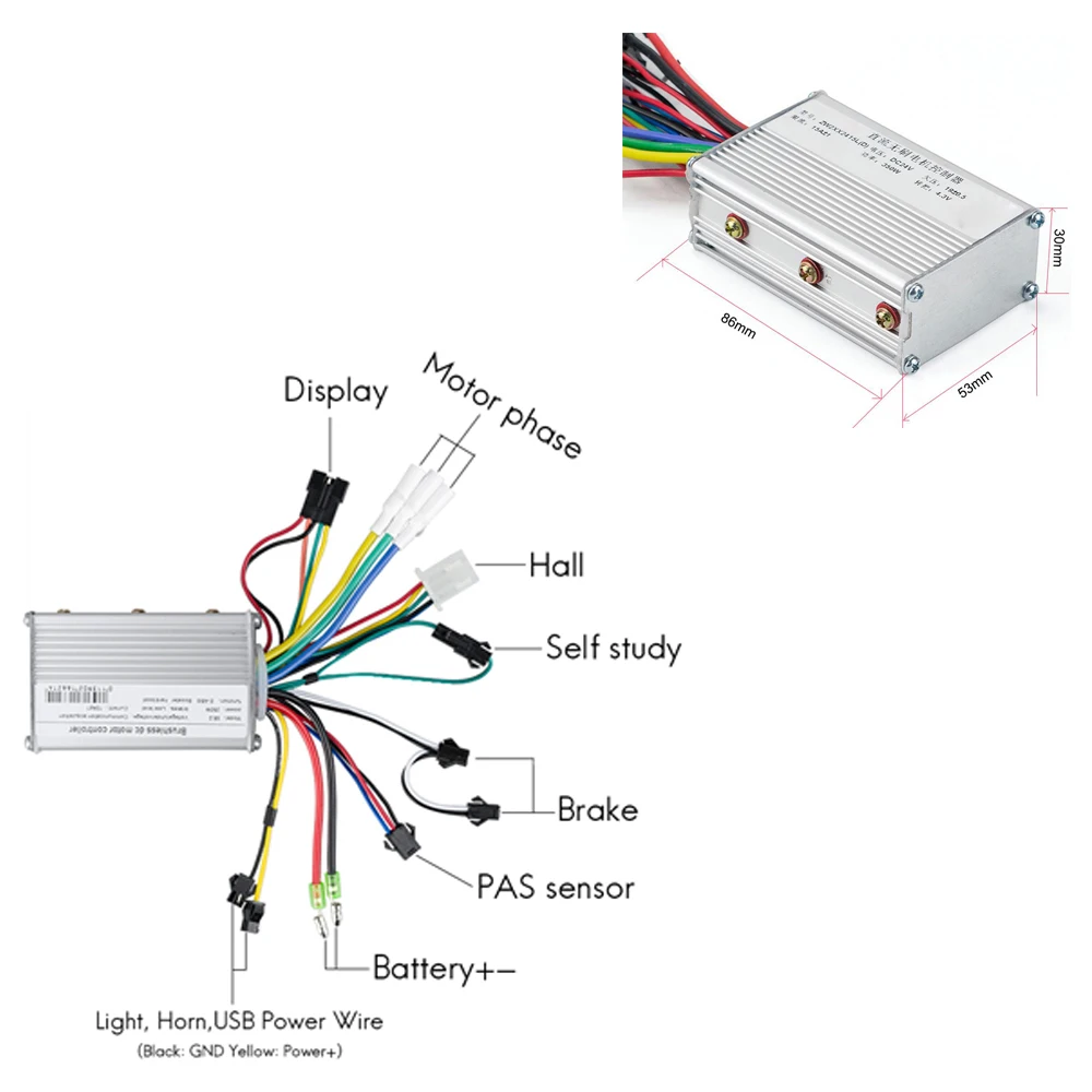 350W Ebike Controller Display 24V/36V /48V Electric Bike Display Brushless Controller for Electric Bicycle Conversion Kits S830