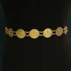 Luxury Belt for Women Arabian Bridal Wedding Jewelry Turkish Coin Gold Plated Waist Chain Robe Metal Body Chain