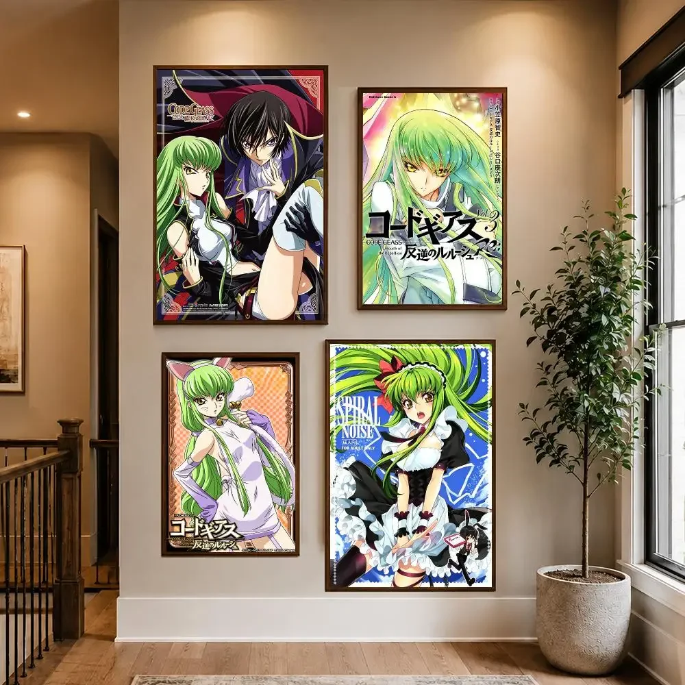 Anime Code Geass Poster HD Waterproof PP Self-Adhesive Removable Wall Art Poster for Bedroom Cafe Gym Home Decor Gift