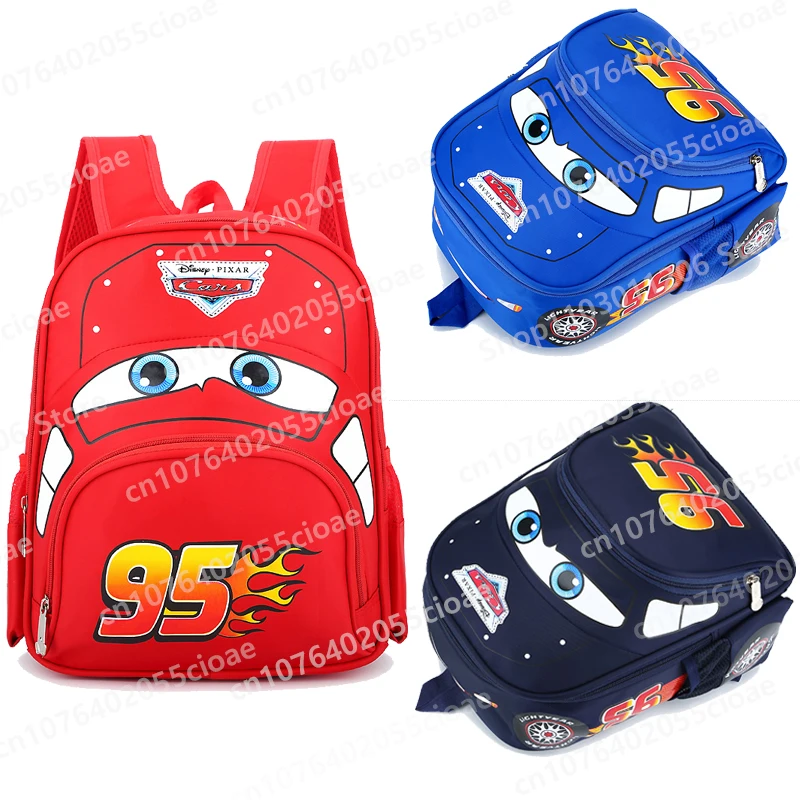 Disney Cartoon Cars Backpack Large Capacity Double Back Pressure Relief Backpack Children's Kindergarten Schoolbag Kids Gift