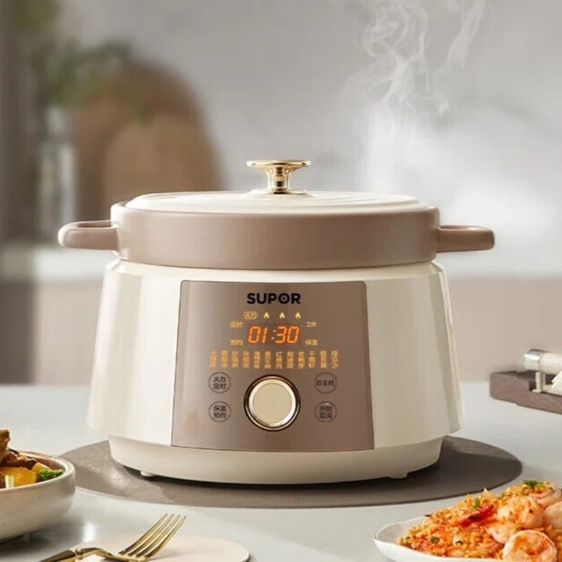 4L Ceramic Household Electric Slow Cooker Multi-Functional Soup Pot Porridge Maker Large Capacity Kitchen Appliance view 4