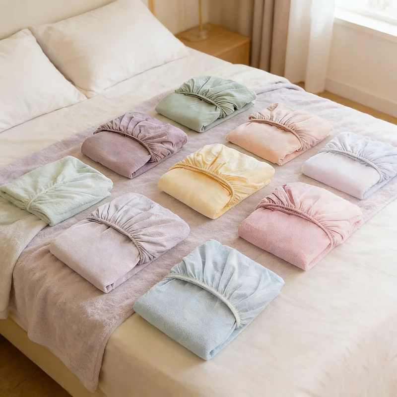 

Winter Warm Plush Fitted Sheet Elastic Mattress Cover Fluffy Velvet Fleece Bed Linen Couple Thermal for Single Double Queen King