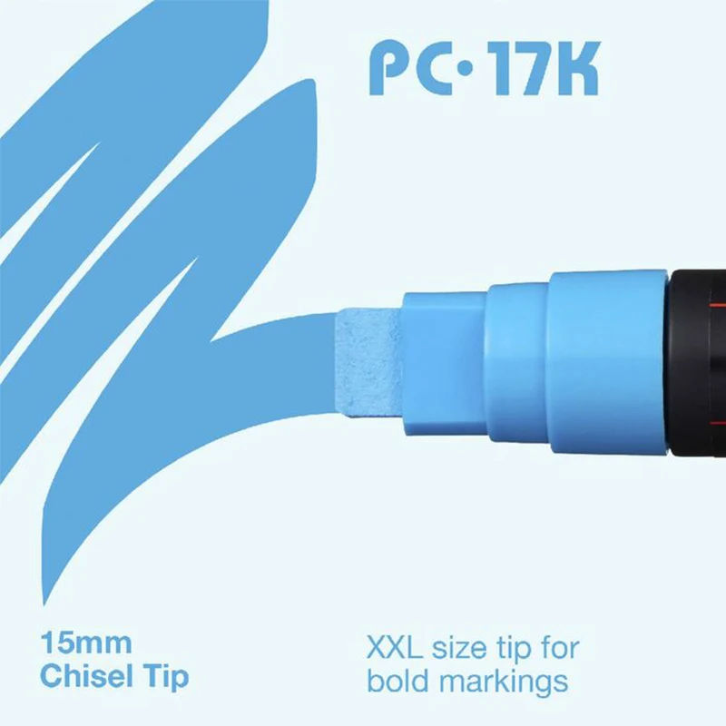 1 sztuk UNI POSCA Marker Pen PC-17K POP plakat Graffiti Marker wodoodporne szkolne materiały biurowe malowanie artystyczne artykuły papiernicze 8 kolorów — zdjęcie produktu 3