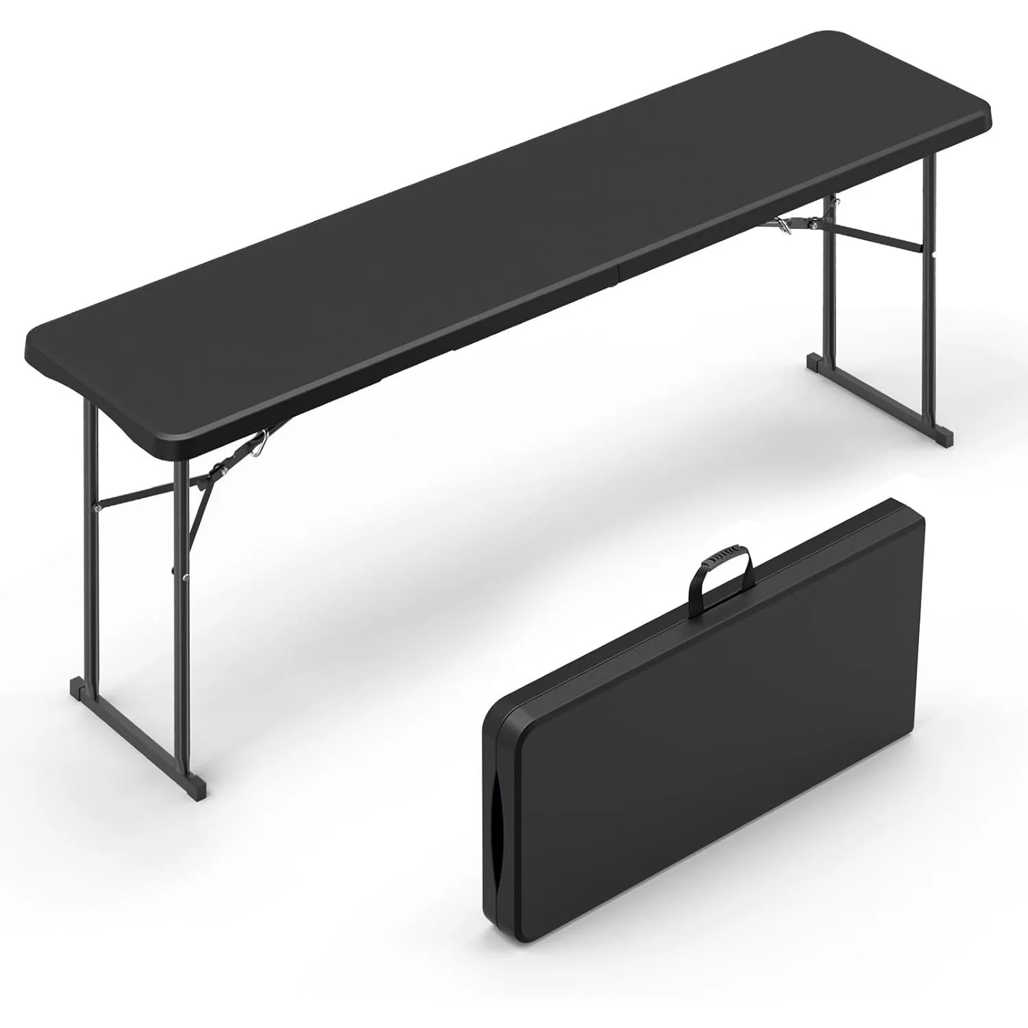 

6 FT Narrow Folding Table, Tabletop Folded in Half, Premium Quality HDPE Material and Sturdy Metal Frame