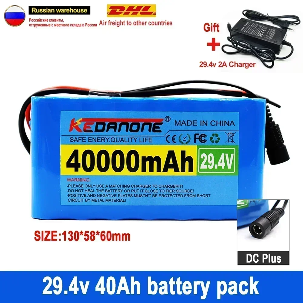 Batterie lithium-ion pour vélo électrique, chargeur de pipeline, 24V, 40Ah, 7S3P, 18650 Eddie, 29.4V, 40000mAh, cyclomoteur, électrique