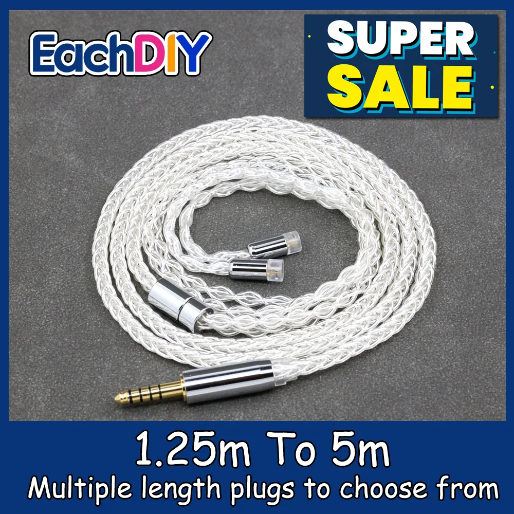 

8 Core 99% 7n Pure Silver Palladium Earphone Cable For Sennheiser IE8 IE8i IE80 IE80s Metal Pin LN008792