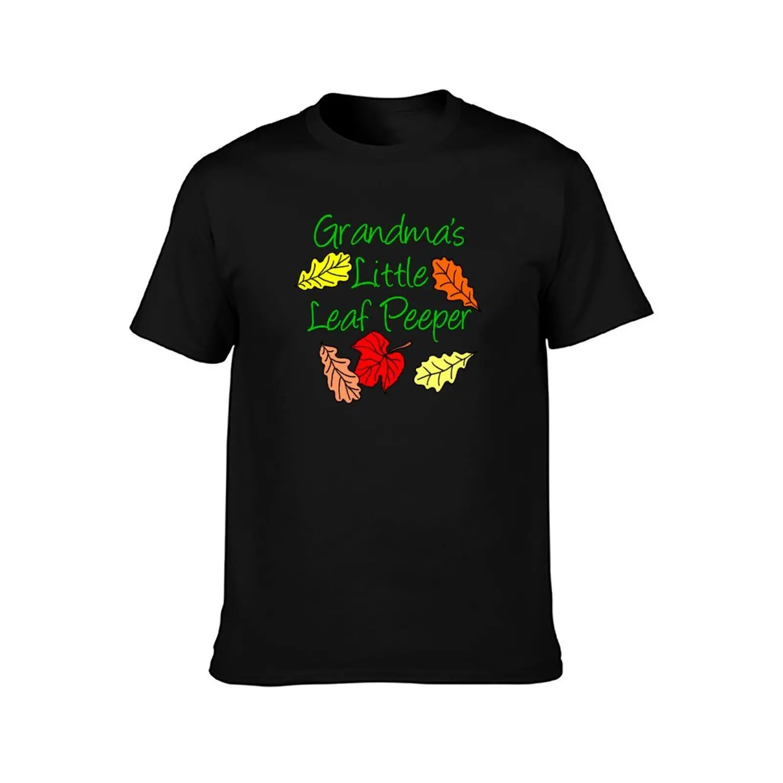 Grandma's Little Leaf Peeper For Child Colorful Leaves T-Shirt, Summer Casual Cotton Tee, Oversized Streetwear Tops, 100% Cotton