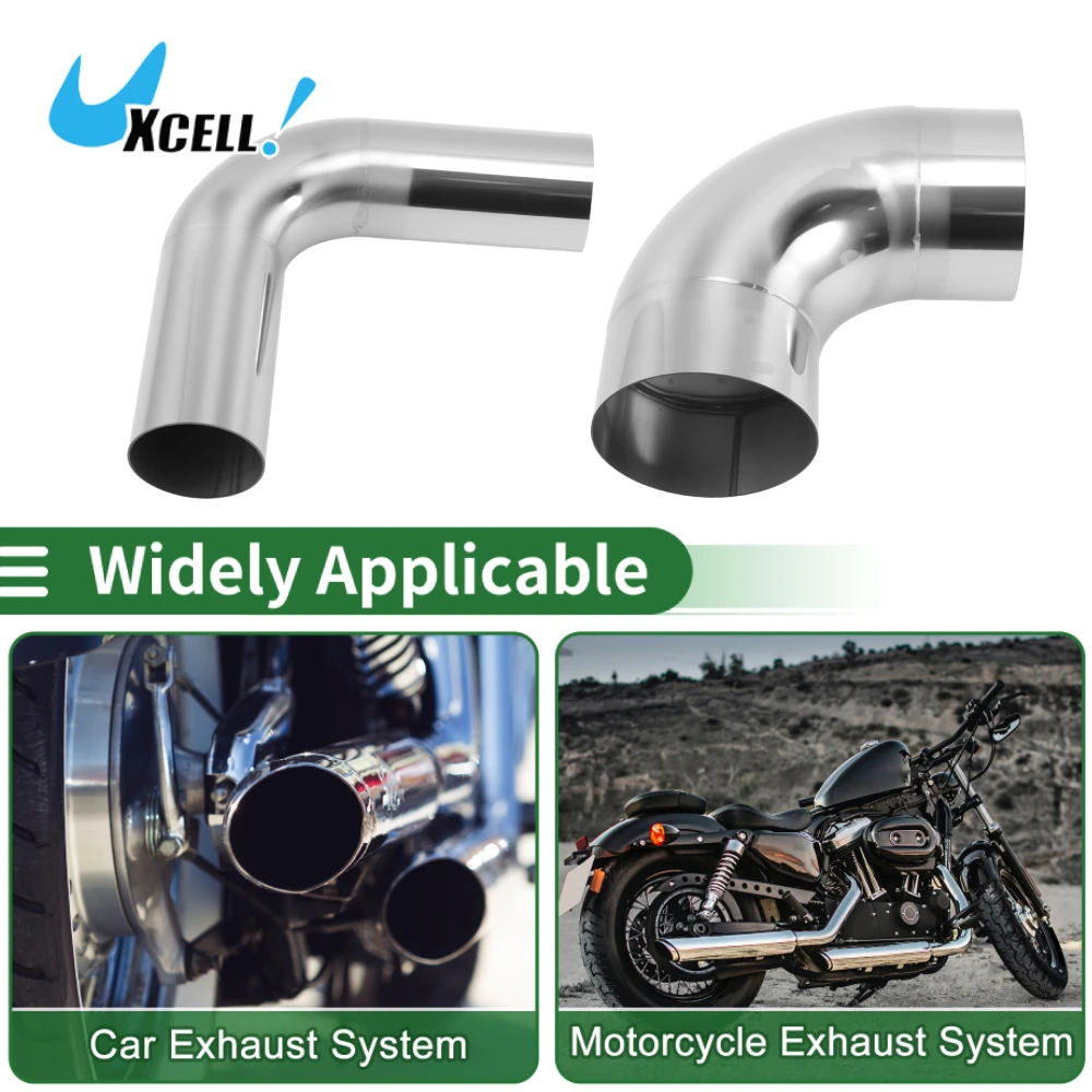 Uxcell 51/64/76/102mm OD 90 Degree Mandrel Bend Elbow Tube 150mm Length 201 Stainless Steel Exhaust Elbow Pipe Universal For Car