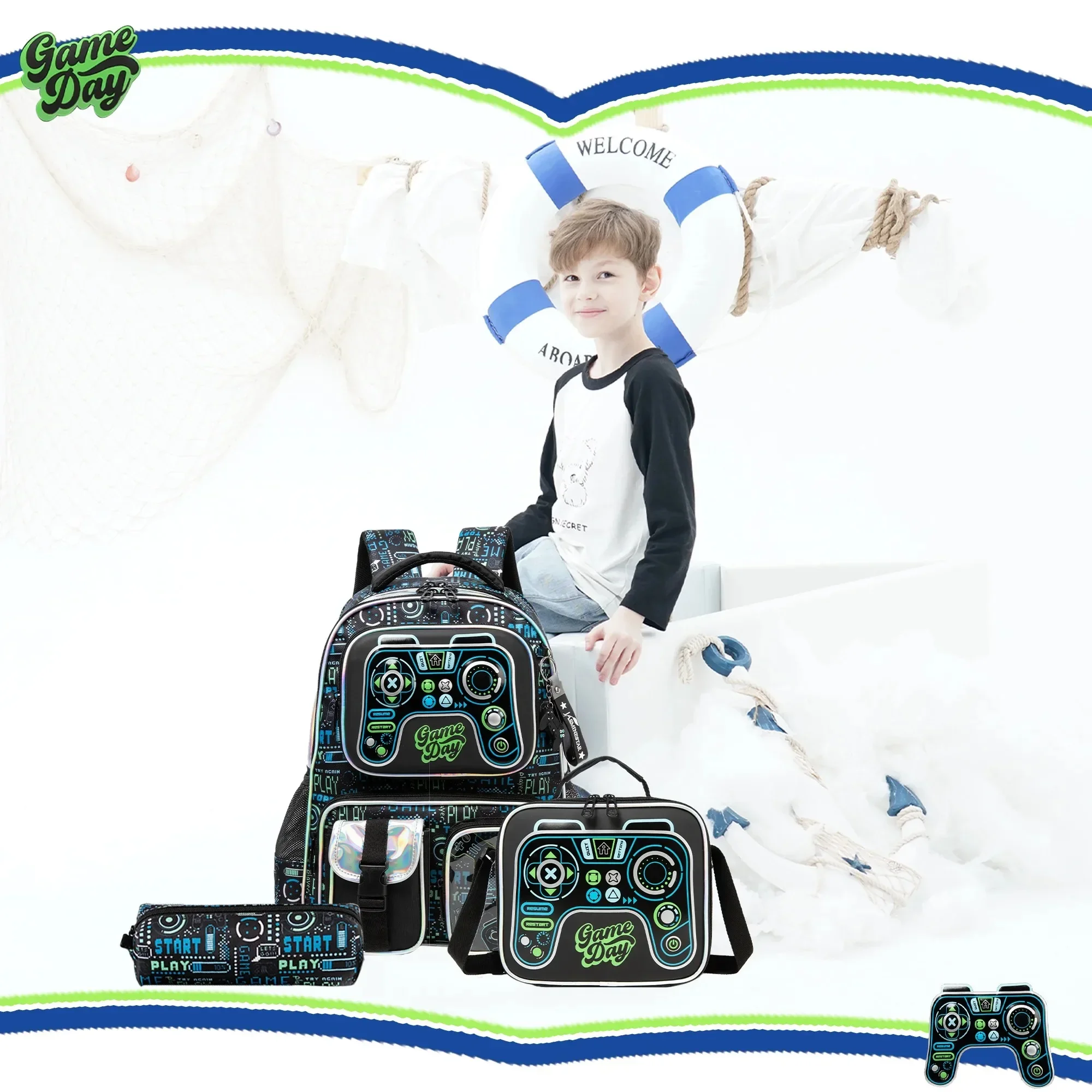 School Bags for Primary Children 3 in 1 School Bag Child with Lunch Bag Kids Book Bag for Boys Girls Kawaii Backpack