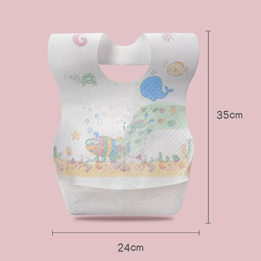 10/20pcs Disposable Baby Bib for Boys Girls Cartoon Non-woven Disposable Kids Bibs Individually Packaged Hygienic Soft Leakproof