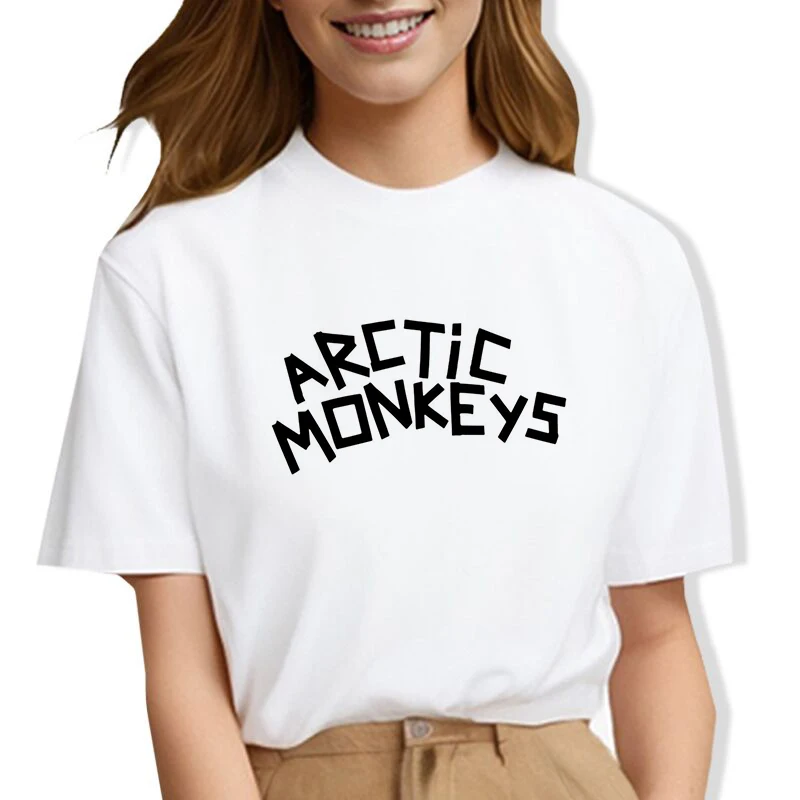 Arctic Monkeys Print, women's Graphic Design Crew Neck T-shirt, Casual Comfy Tees For Summer