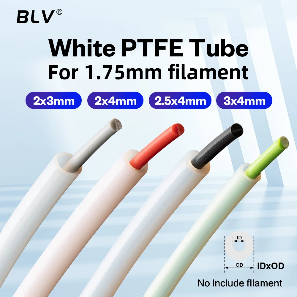 BLV® 3x4mm 2x3mm 2.5x4mm 2x4mm White PTFE Tube Teflonto For Bambu Lab BMUC Rabbit MMU 1.75mm Filament HOTEND EXTRUDER