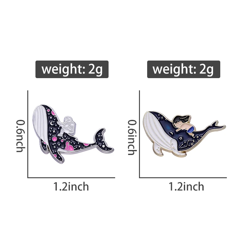 Whale Astronaut Enamel Pins Animals Lapel Kids Badge Bag Hat Metal Jewelry Wholesale Brooch Lovely Accessories Custom Clothes