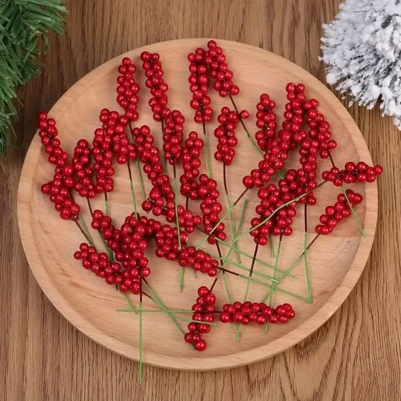 Commercio all'ingrosso artificiale rami di bacche di natale Bouquet di fiori ghirlanda fai da te albero di natale festa di nozze capodanno decorazioni per la casa bacche finte