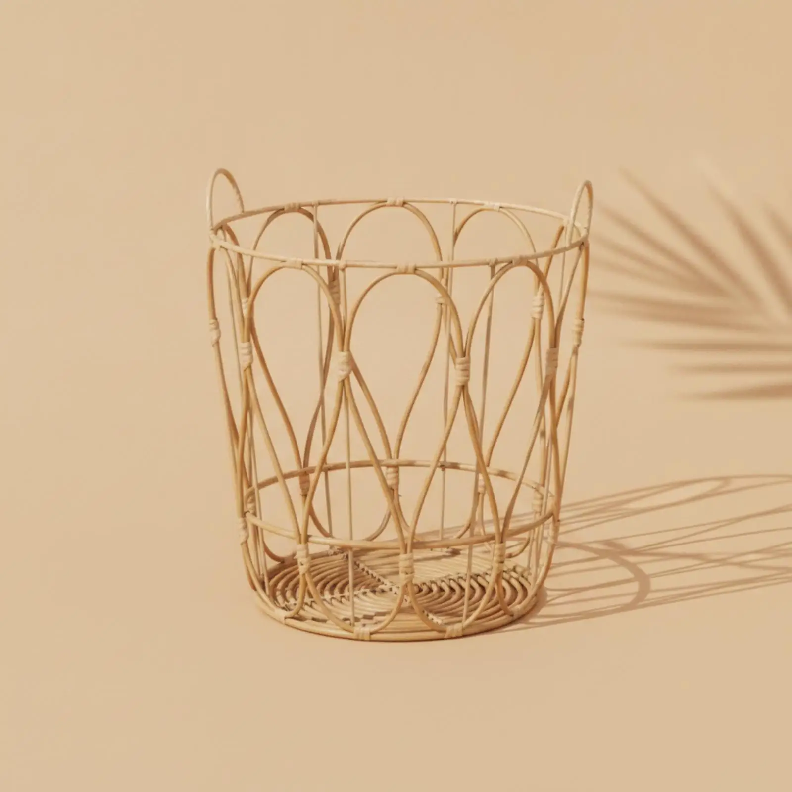 Open Lattice Woven Laundry Basket Circular Base Portable Laundry Room Organizer for Home Dirty Laundry Bin Storage Solution