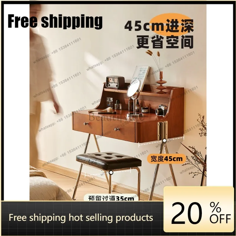 JJ Nordic solid wood dresser medieval log dressing table French retro storage Japanese dressing table