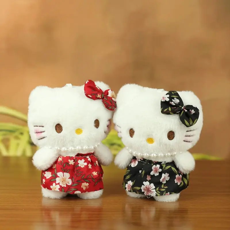 Cartoon Kitty Plüsch-schlüsselanhänger, süßes Kätzchen, Plüschtier, Puppenkleid, hochwertiger Rucksack-Anhänger, Auto, hängende Dekoration, Weihnachtsgeschenk