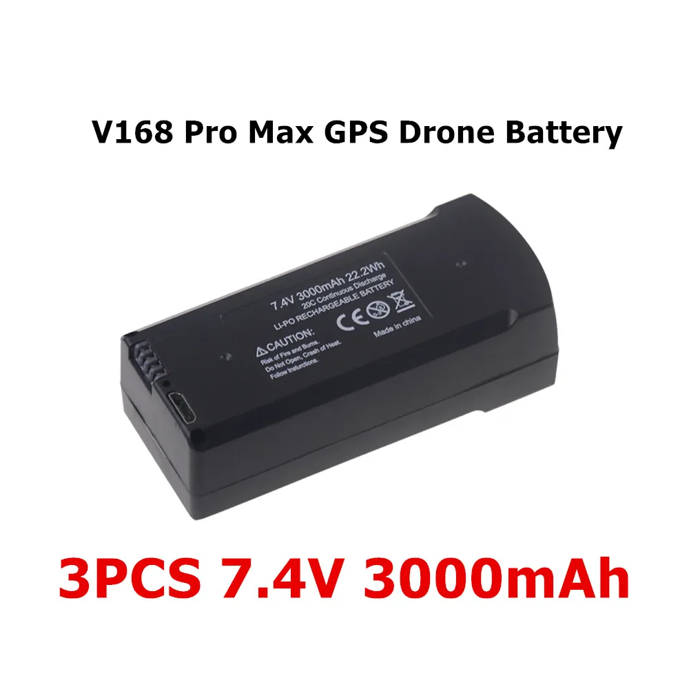 Originele 7.4V 3000mAh Batterij Voor V168 Pro Max GPS Drone/RC Quadcopter 3.7V 2000mAh V168 V198 Reservebatterij Dron Onderdelen