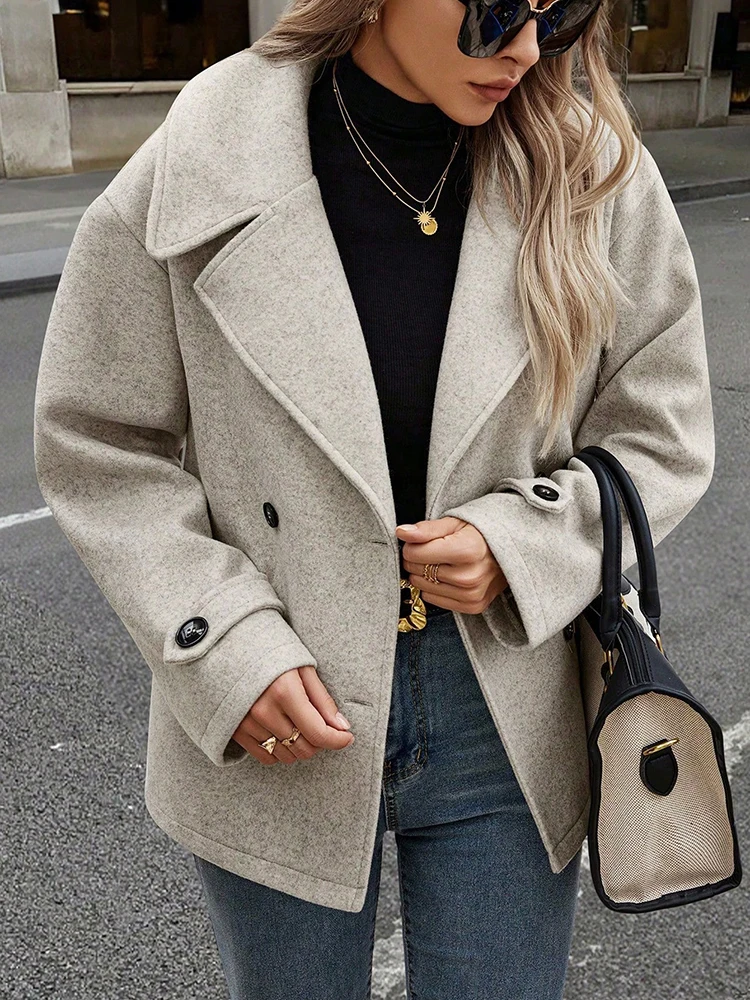 

Stylish Solid Woolen Coats for Woman Autumn Winter Big Collar Jacket Woman Clothing Female Coat Outfits New In Outerwears
