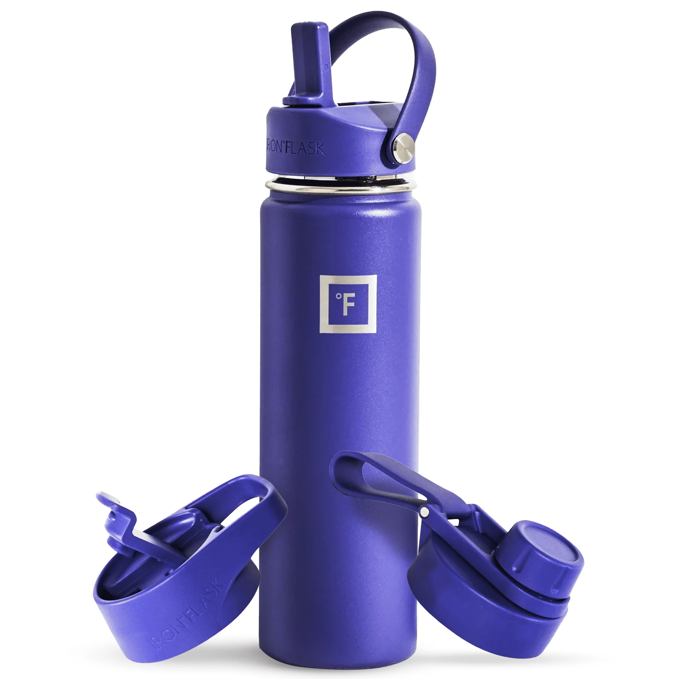 

Stainless Steel 22oz Wide Mouth Water Bottle with 3 Lids - Azul Purple