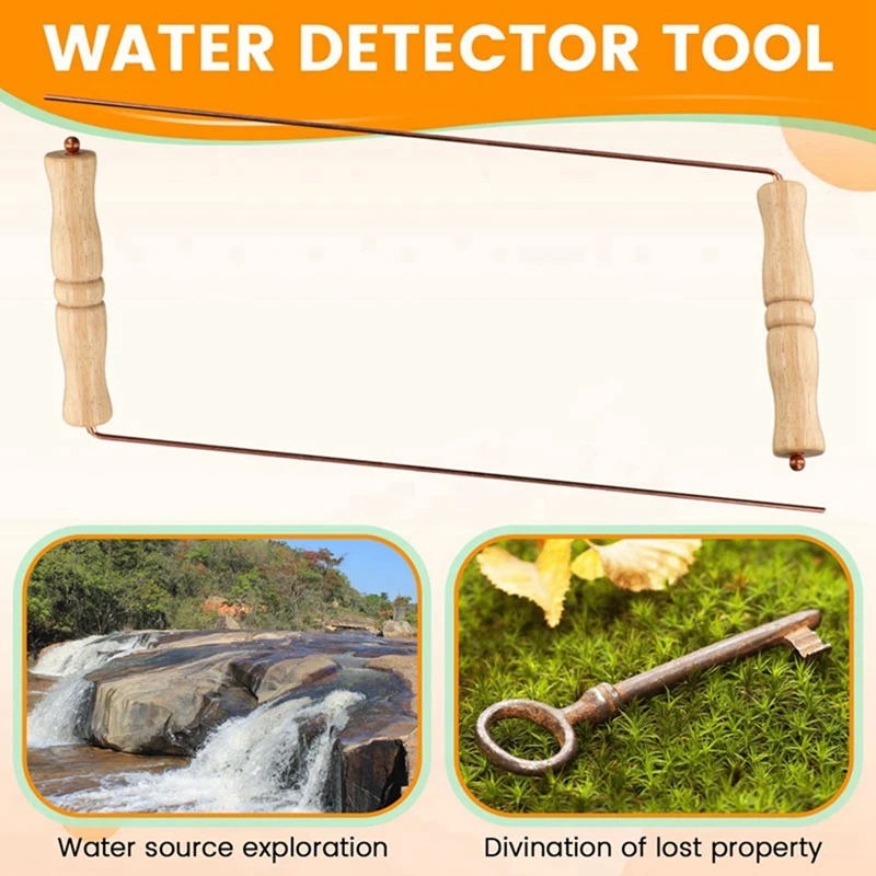 Copper Dowsing Rods Kit For Divination Tool - 2PCS Natural Wooden Handles Divining Rods