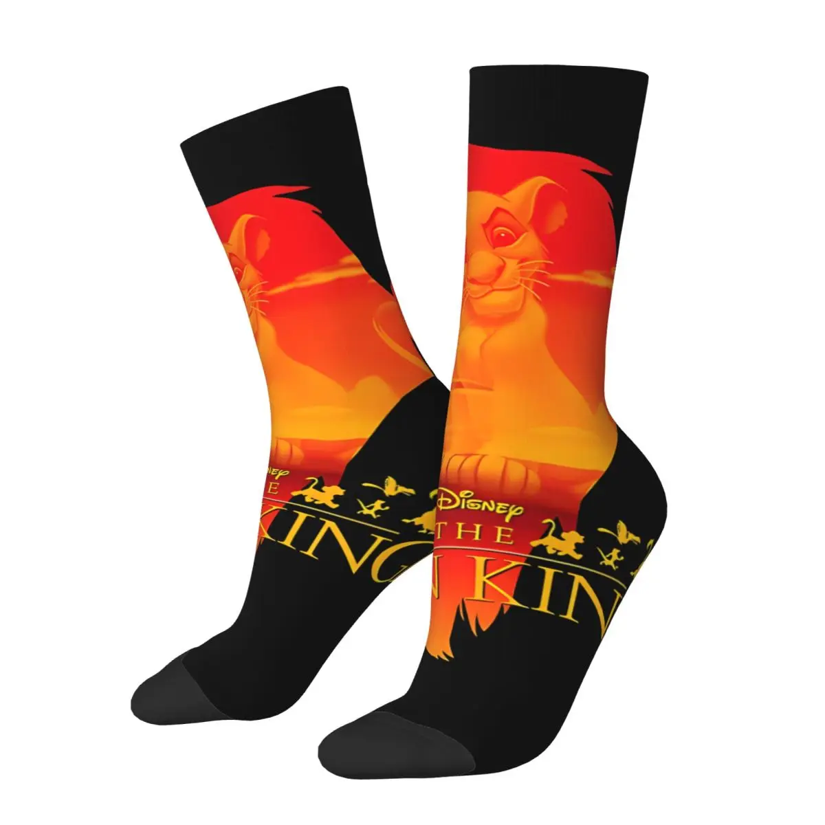 

Funny Crazy Sock for Men Simba Hip Hop Harajuku The Lion King Happy Seamless Pattern Printed Boys Crew compression Sock Casual