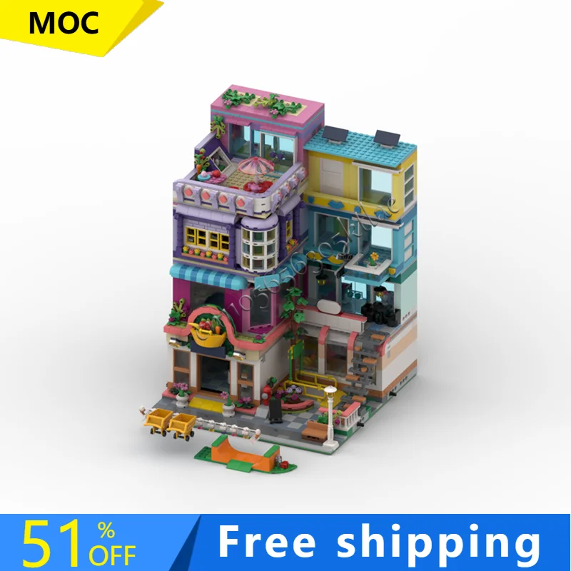 

2665PCS MOC Supermarket And Mainstreet Building Modular Model Architecture Building Block Diy Education Assembly kids Toys Gifts