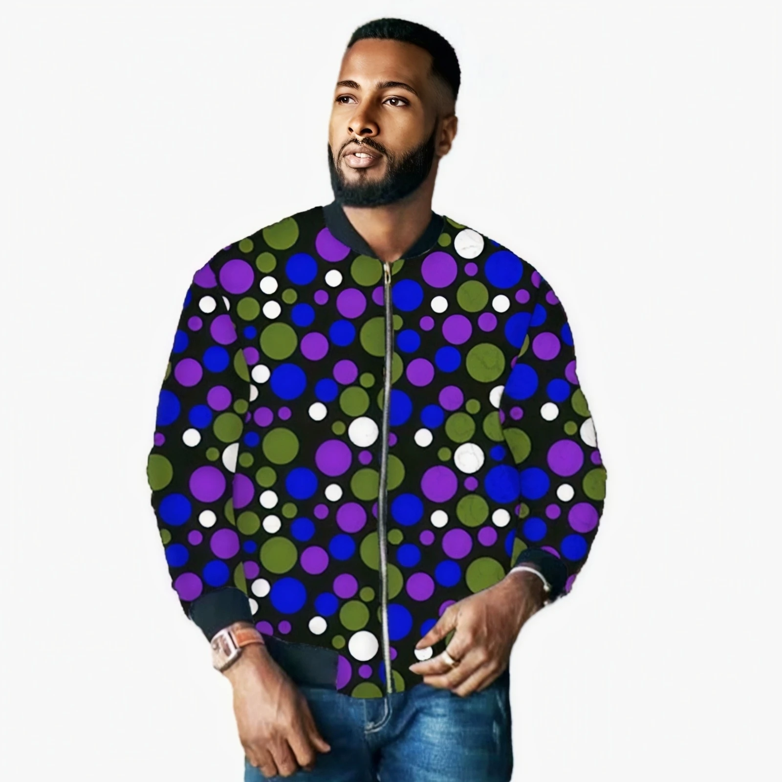 

Африканская кутюрная куртка в рубчик с разноцветным принтом, короткое пальто на молнии, спортивный стиль, мужская одежда по индивидуальному заказу