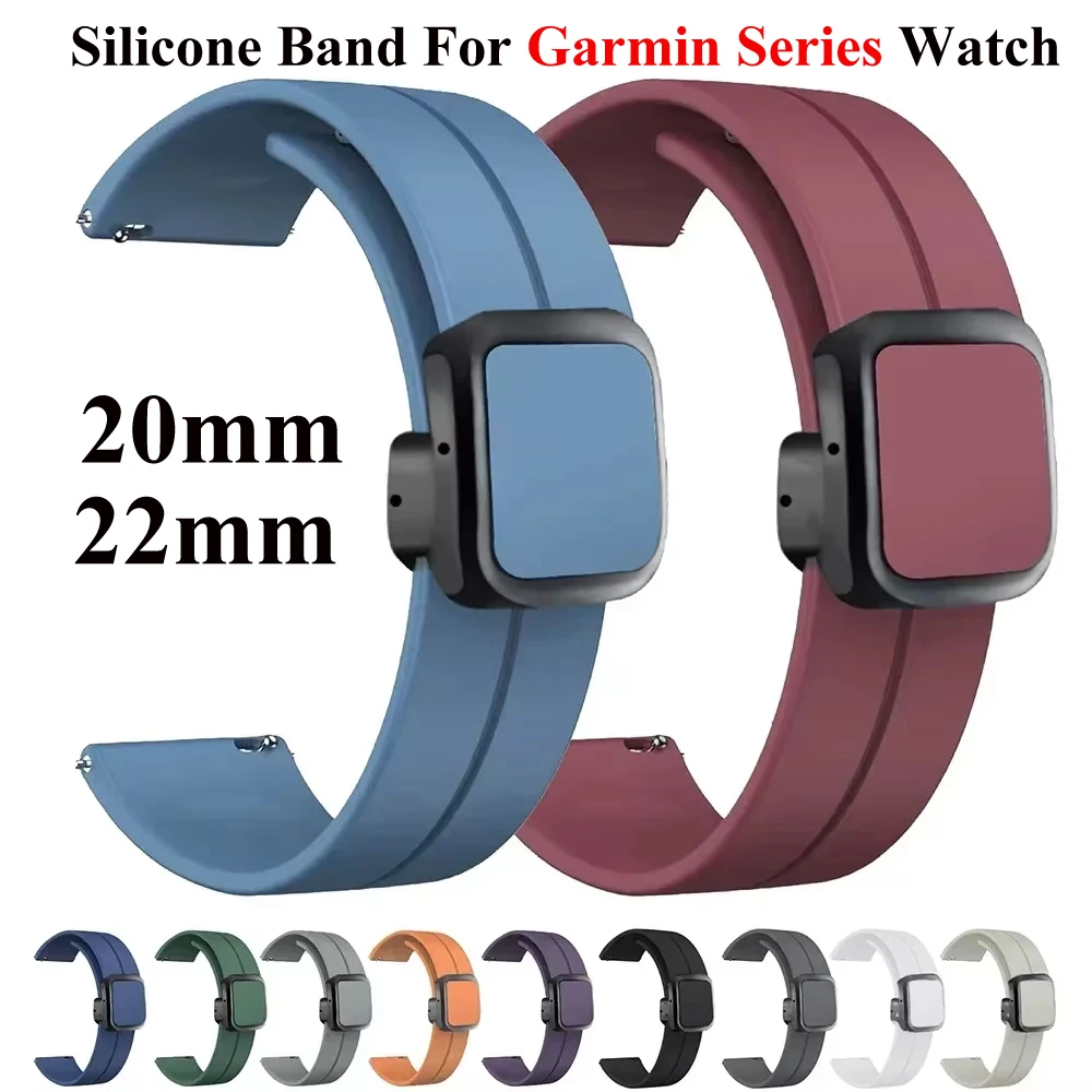 22mm 20mm Silikon Magnetische Schnalle Band Für Garmin Vivoactive 6 5 4 3/Venu 2 3 Forerunner 745 965 255 245 265 645 970 570 Strap